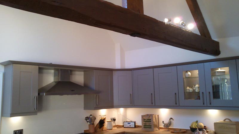 Kitchen with beam lighting